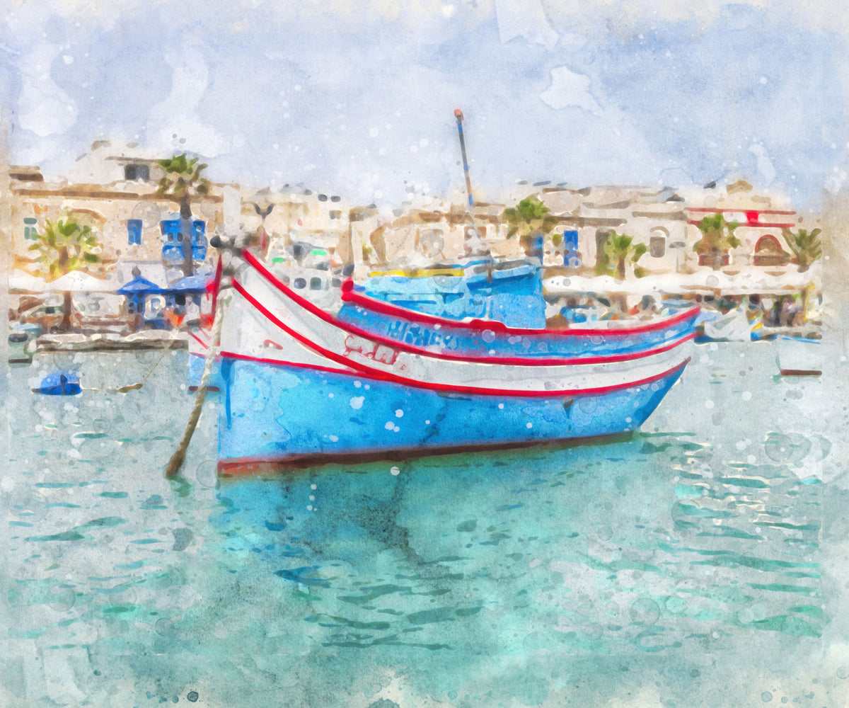 Sun-Drenched Coastal Fishing Vessel Wall Mural