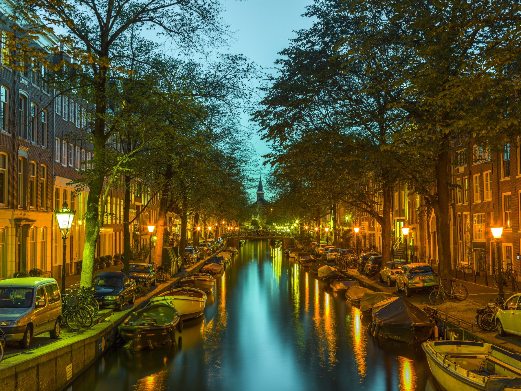 Amsterdam Canal Evening Reflection Wall Mural