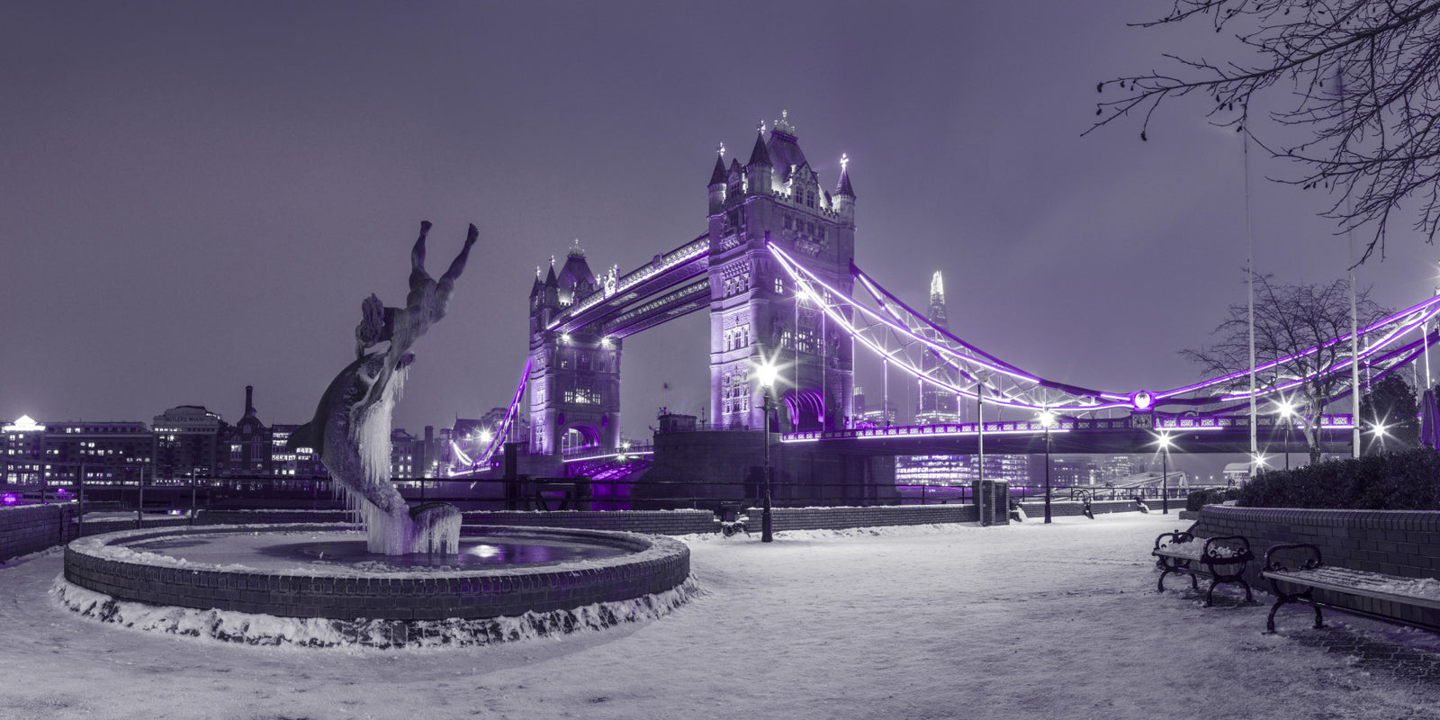 Frozen Cityscape Twilight Wall Mural in your room