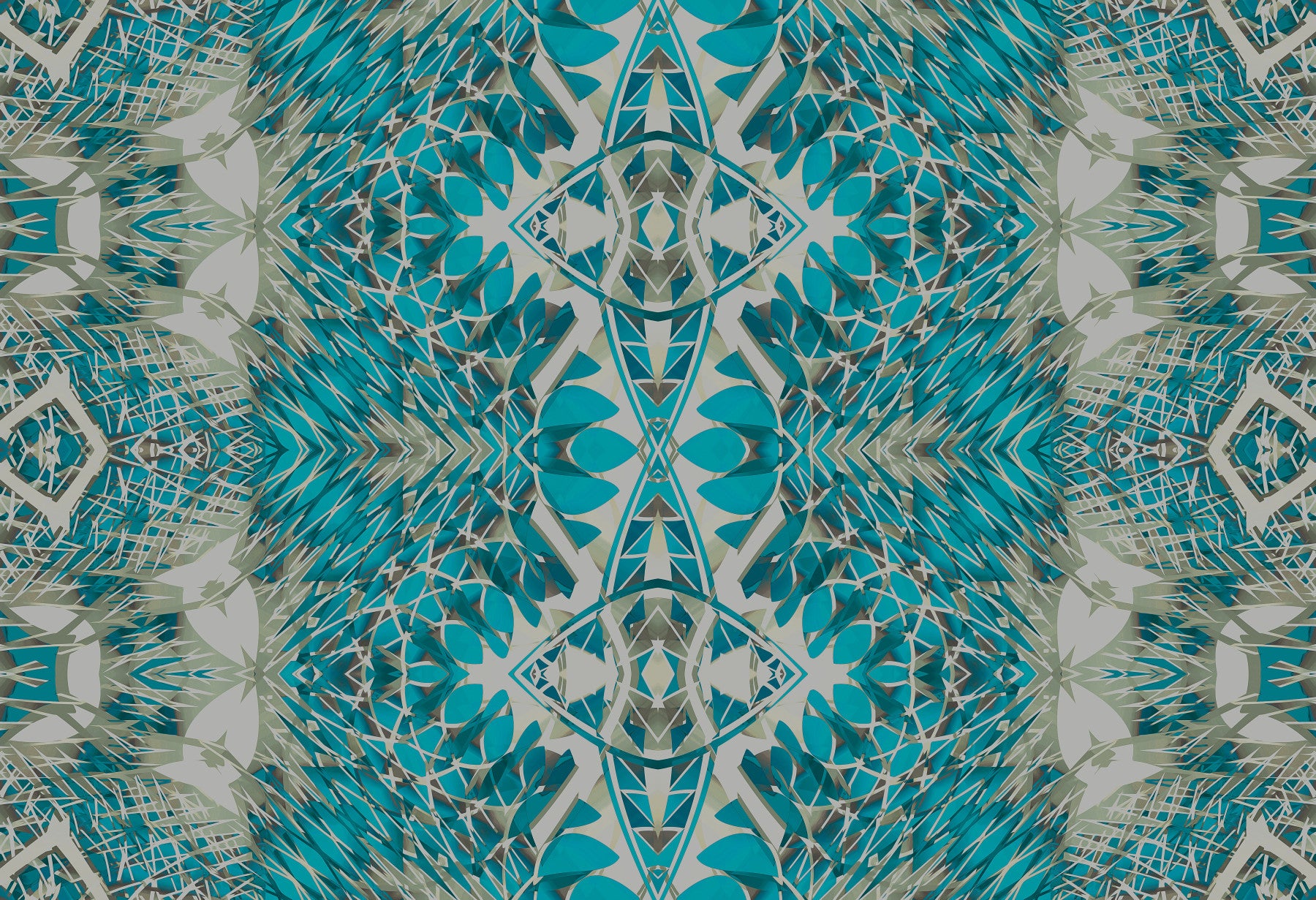 Teal & Gray Intricate Abstract Ornamental Wallpaper  -  AMBER DESIGN WALLPAPER
