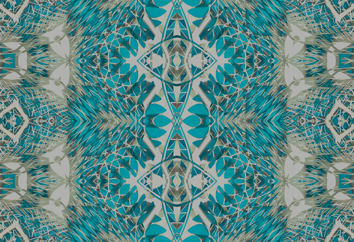 Teal & Gray Contemporary Baroque - BELLAGIO Wallpaper in your room