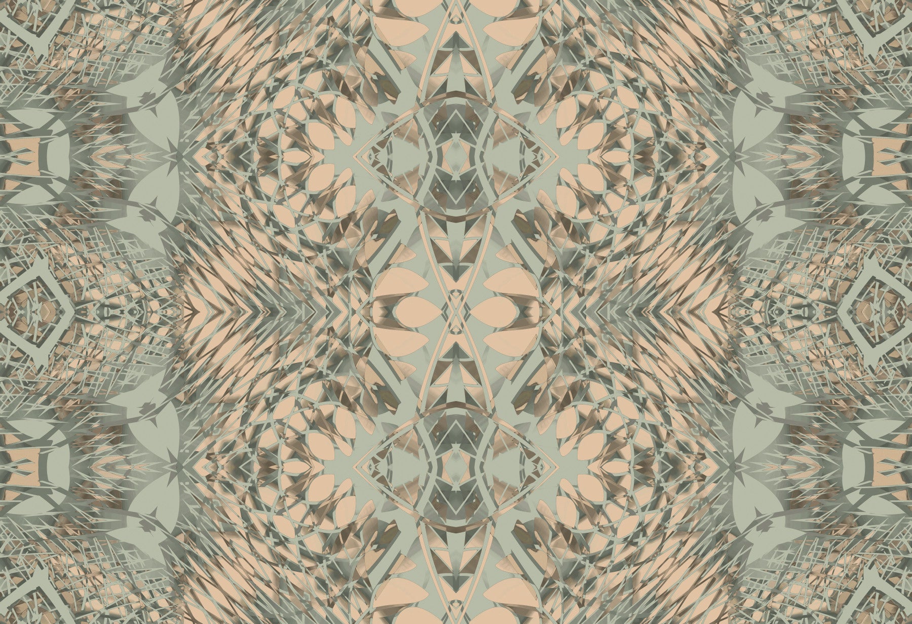 Peach & Sage Contemporary Abstract Botanical Wallpaper - AMBER DESIGN  Wallpaper⁠
