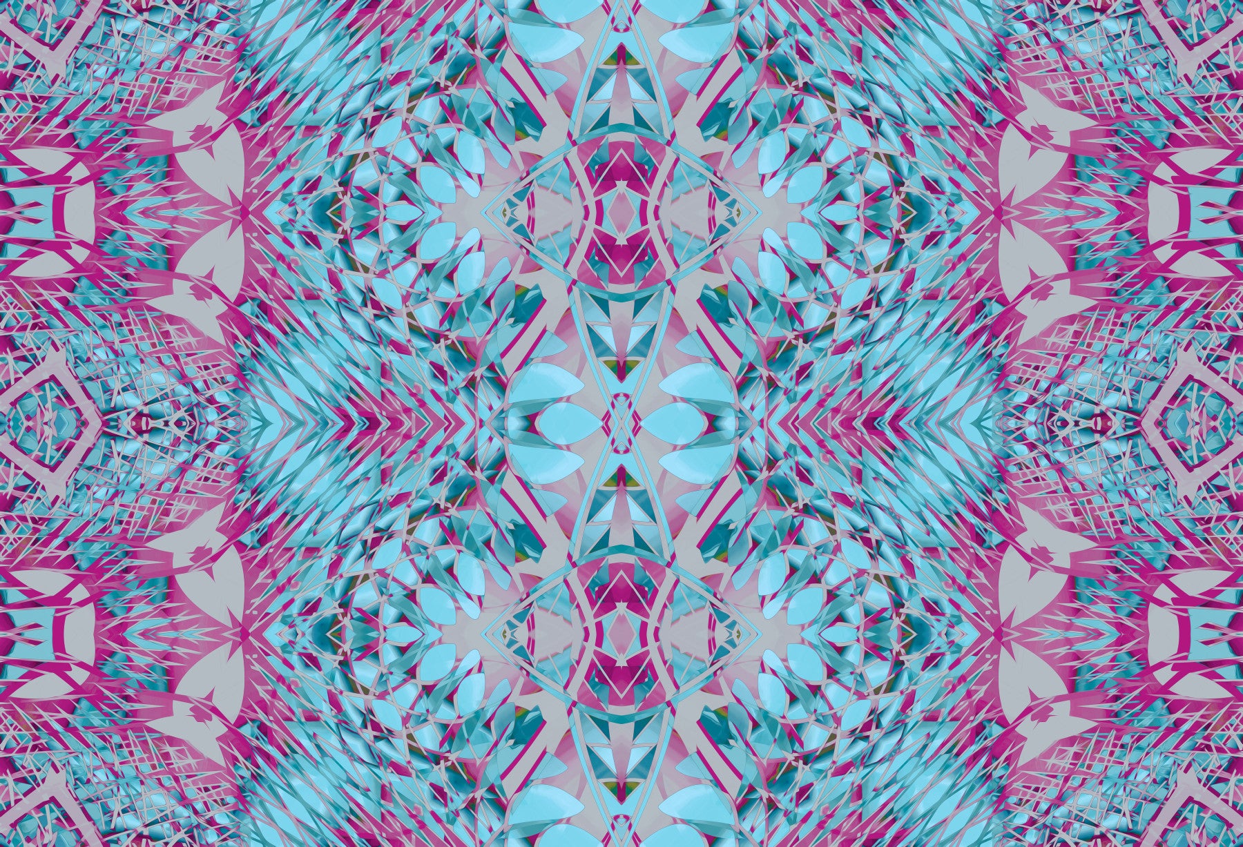 Magenta & Turquoise Abstract Ornamental Lattice  - AMBER  Wallpaper⁠