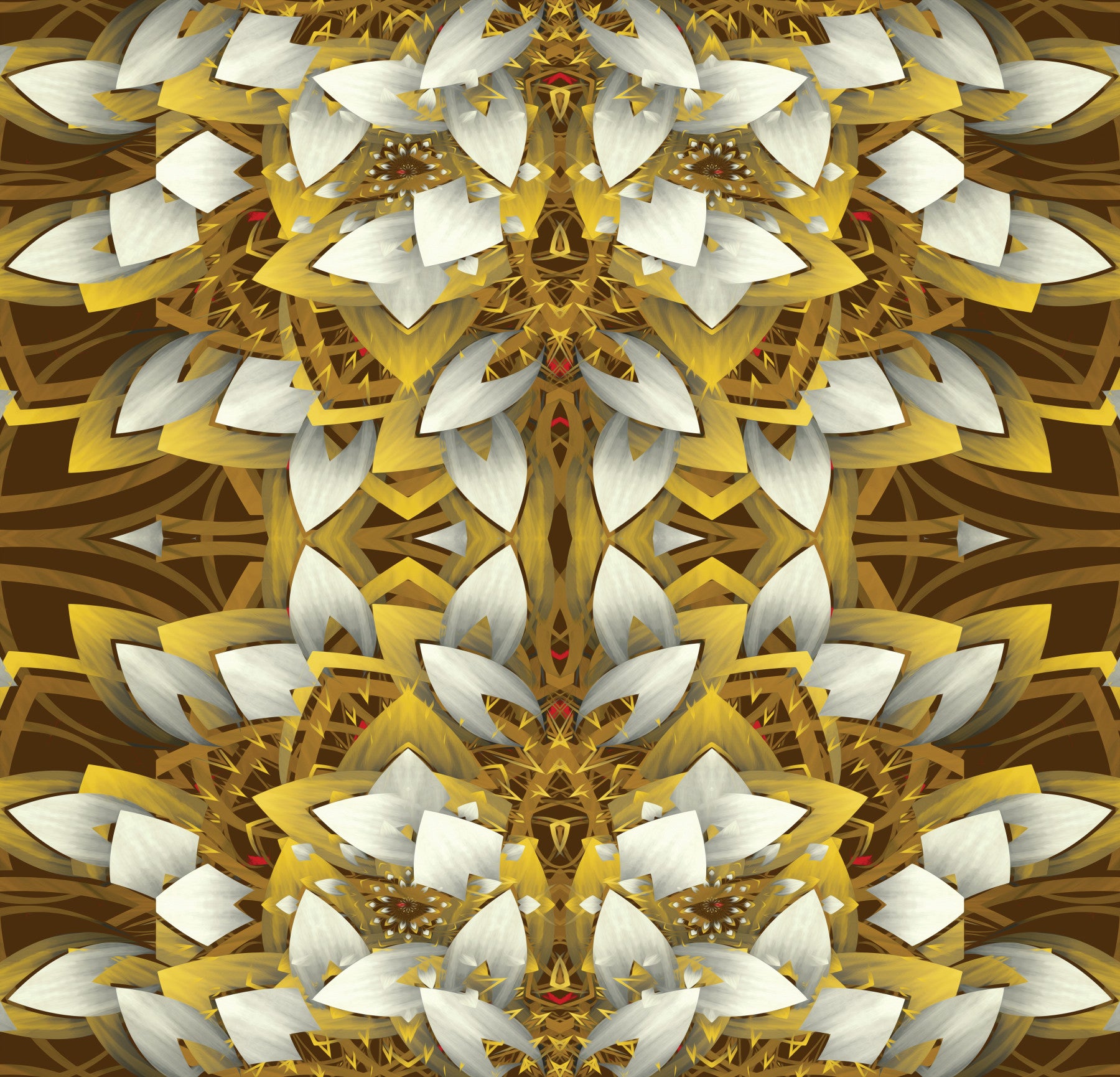 Brown and Gold Geometric Bloom Wallpaper - IKEBANA DESIGN Wallpaper⁠