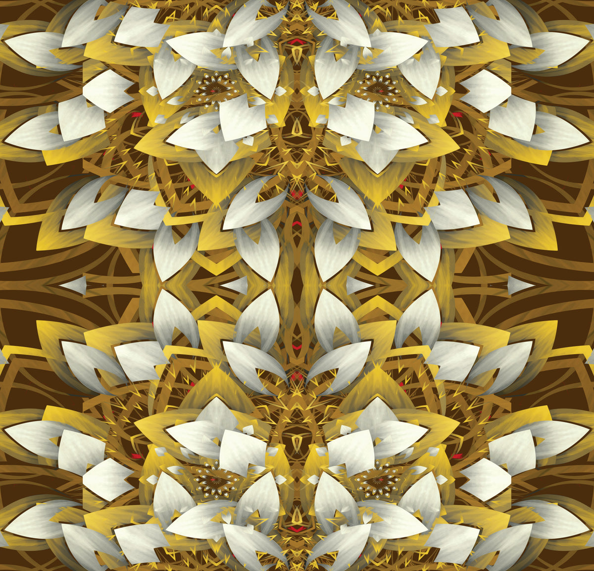 Brown and Gold Maximalist Geometric Bloom - IKEBANA Wallpaper⁠ in your room