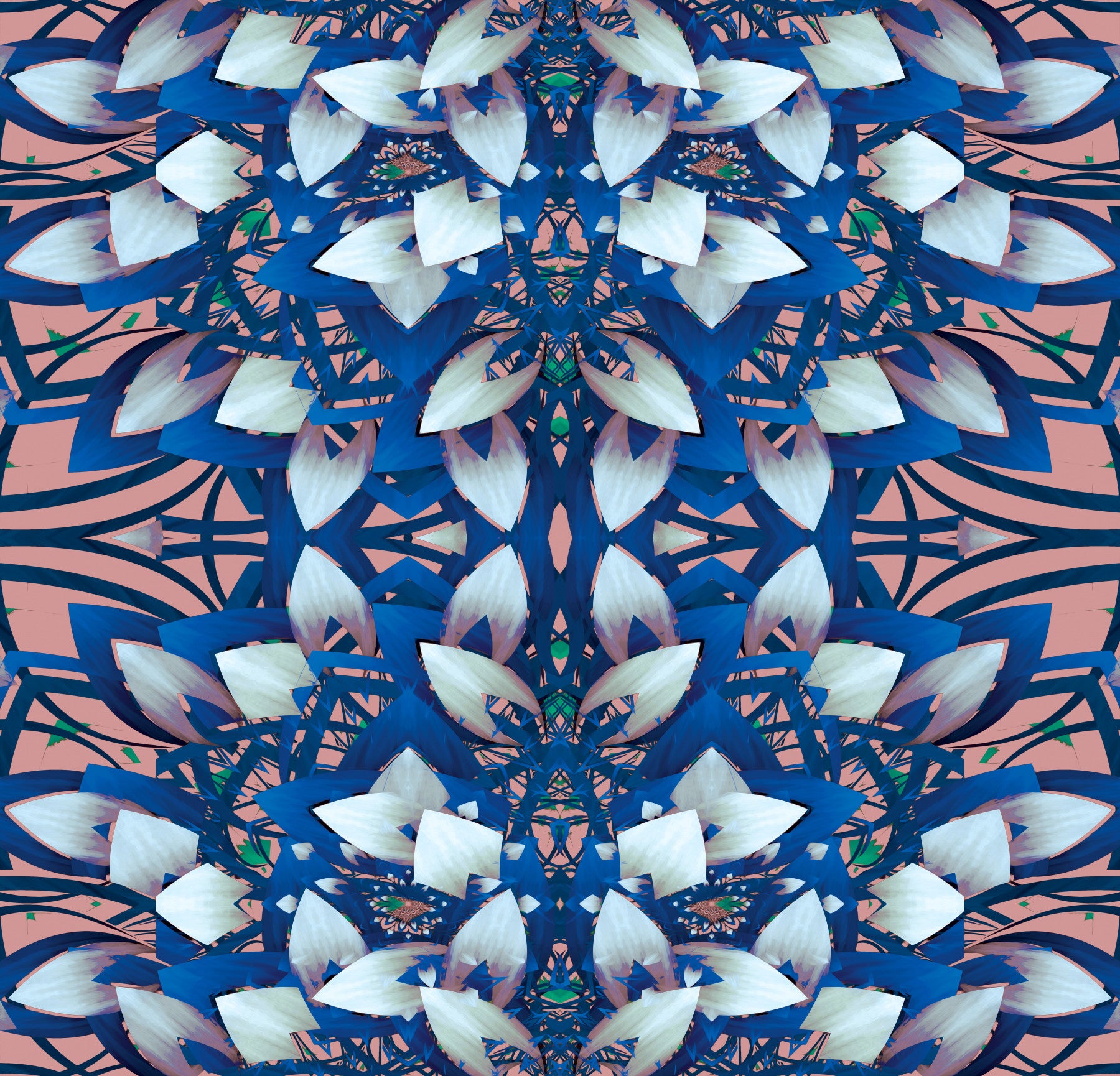 Pink & Blue Geometric Bloom Wallpaper - IKEBANA DESIGN Wallpaper⁠