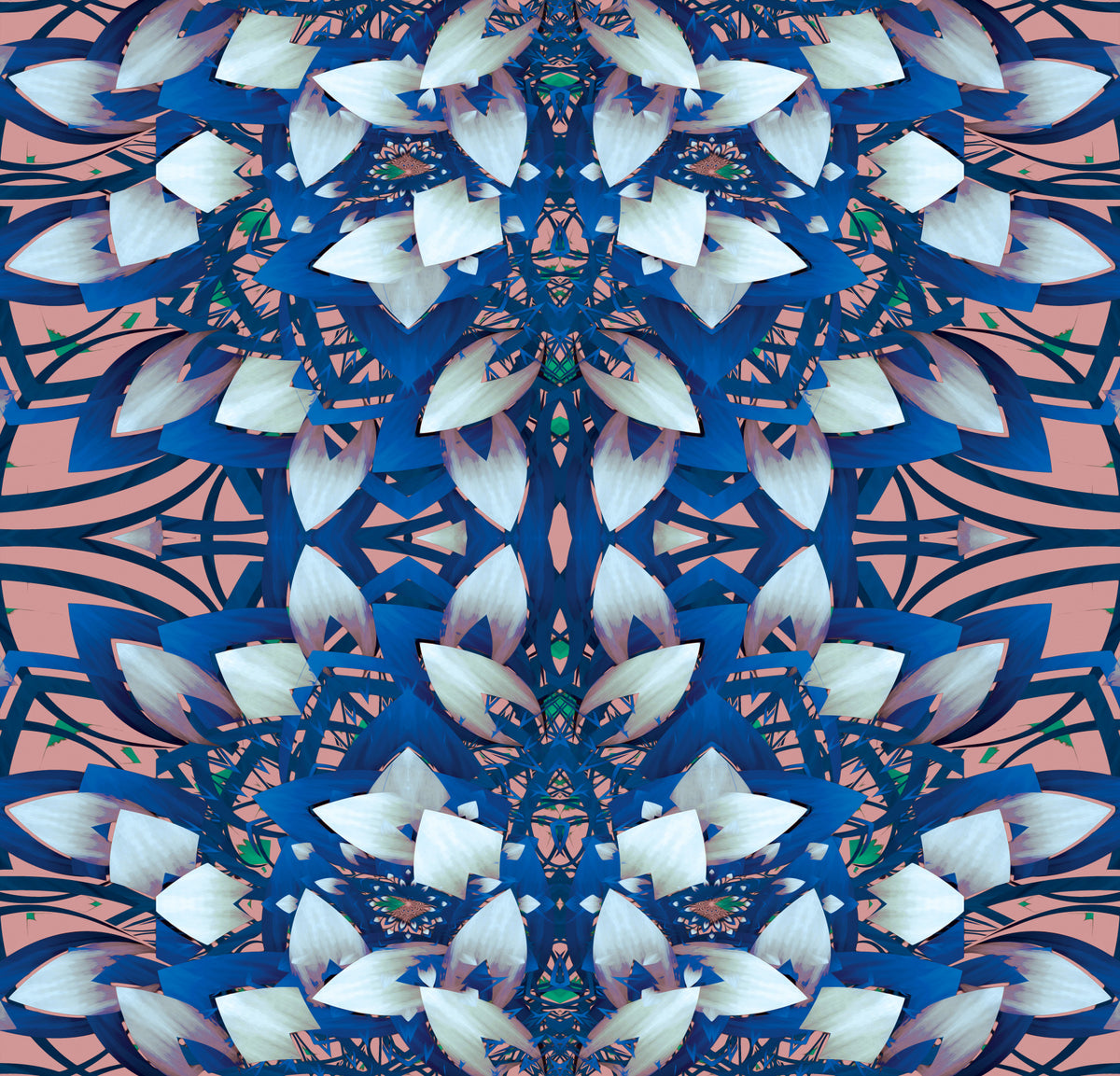 Pink & Blue Maximalist Geometric Bloom - IKEBANA Wallpaper⁠