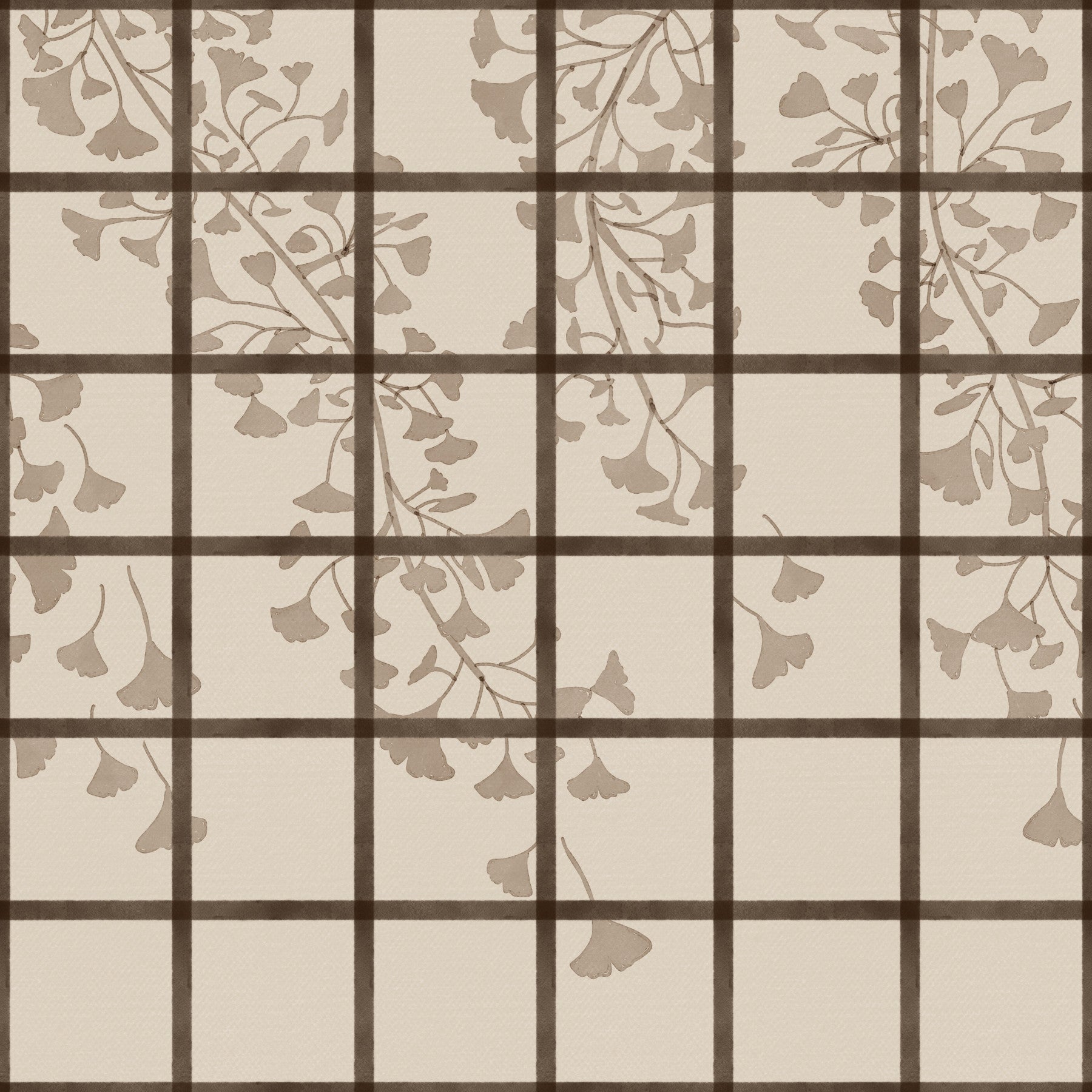 Ginkgo Leaves Behind Japanese Shoji Screen Wall Mural in your room — zoomed