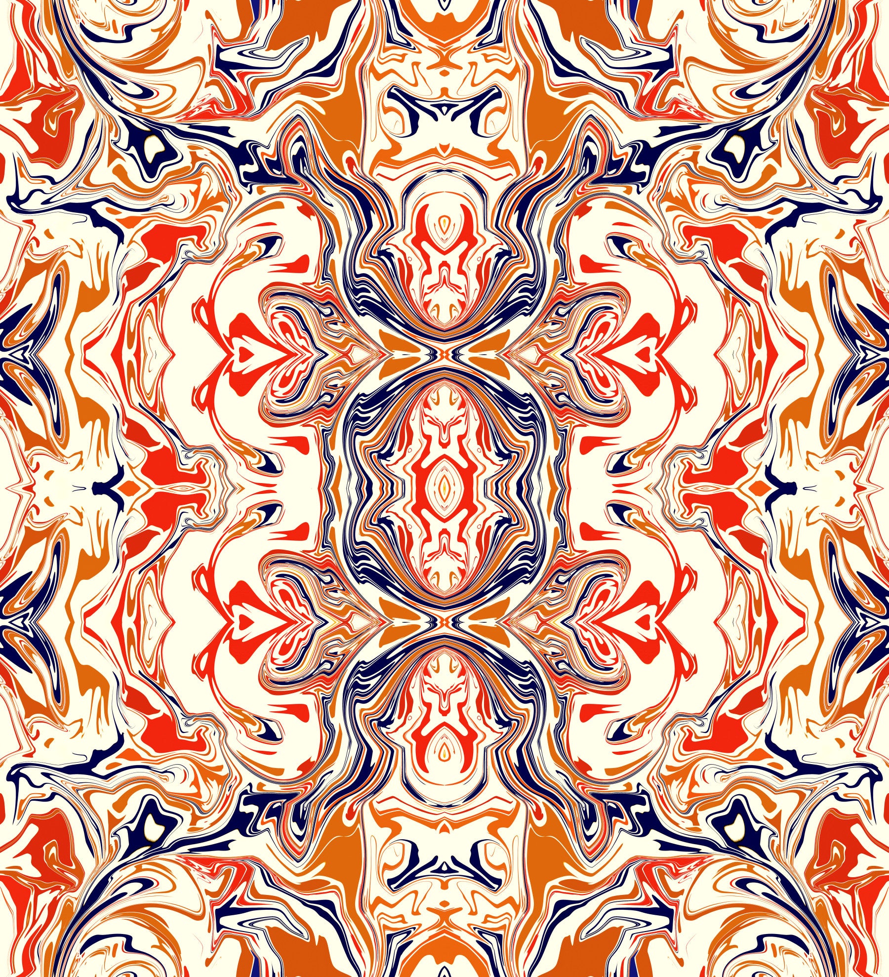 Orange & Red Contemporary Ornamental Tile - ANDORRA Wallpaper