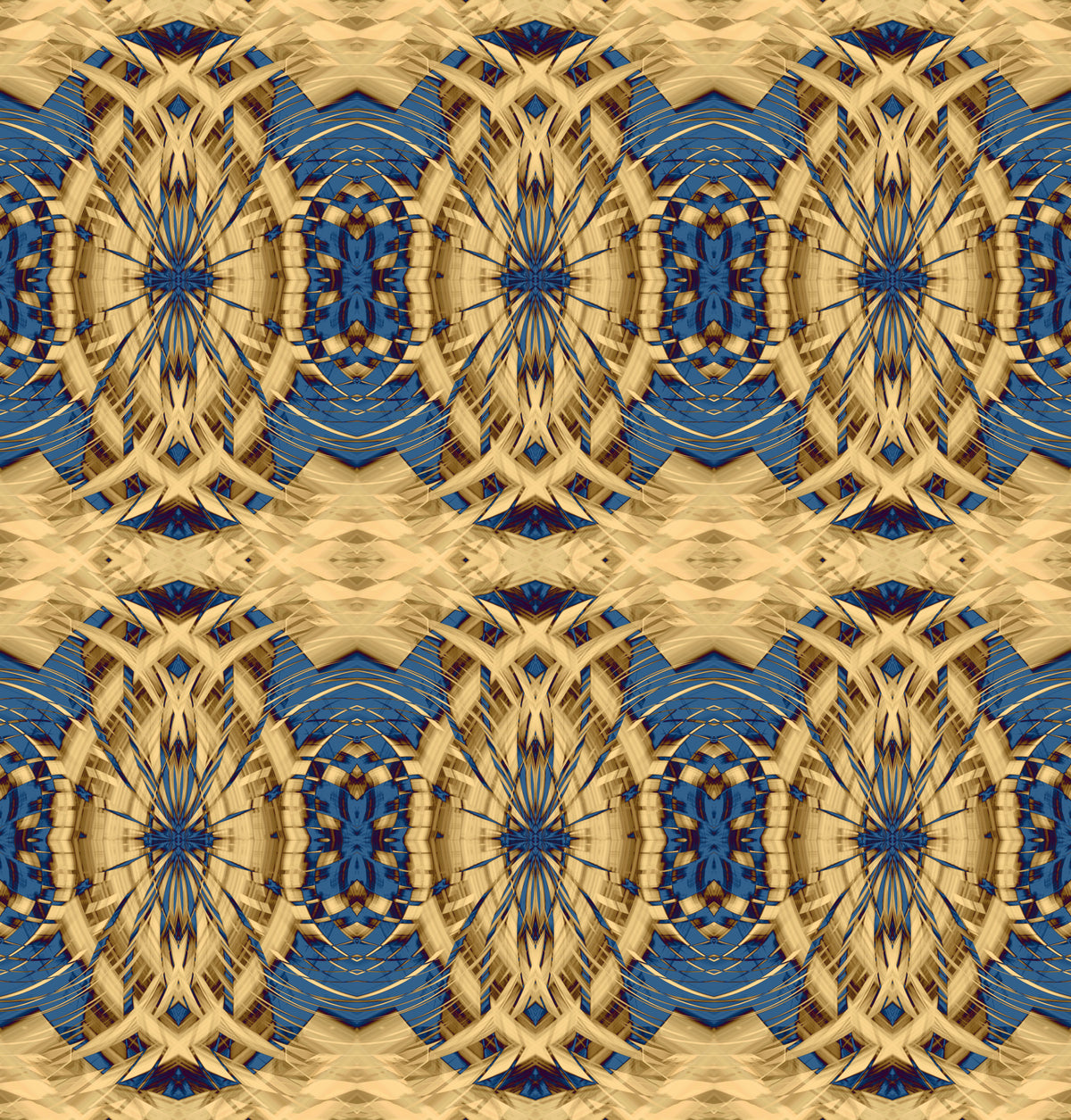 Cobalt Blue & Gold Retro Geometric Medallion - MOSQUITO  Wallpaper⁠ in your room — zoomed