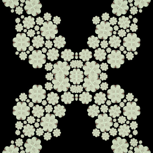 Black & Ivory Diamond Floral Lattice – CARDAMINE Wallpaper⁠