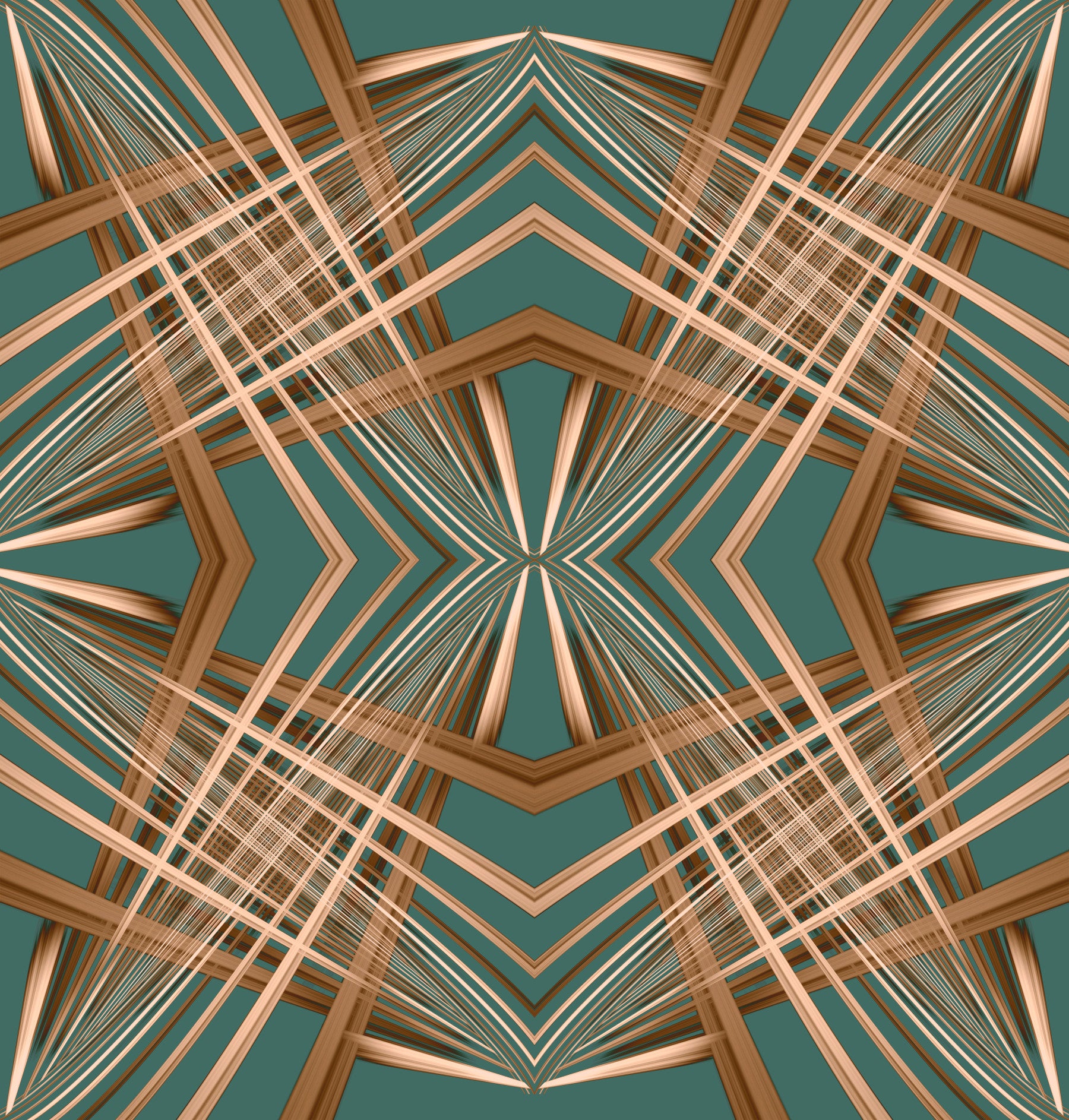 70s Retro Teal and Copper Geometric Lattice - OCTOBER Wallpaper⁠