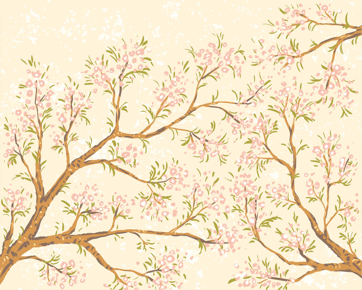 Pink Blossoms Wall Mural in your room — zoomed