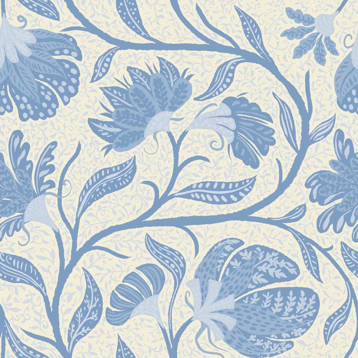 Trailing Indina Floral - Light Blue and Beige Wallpaper in your room