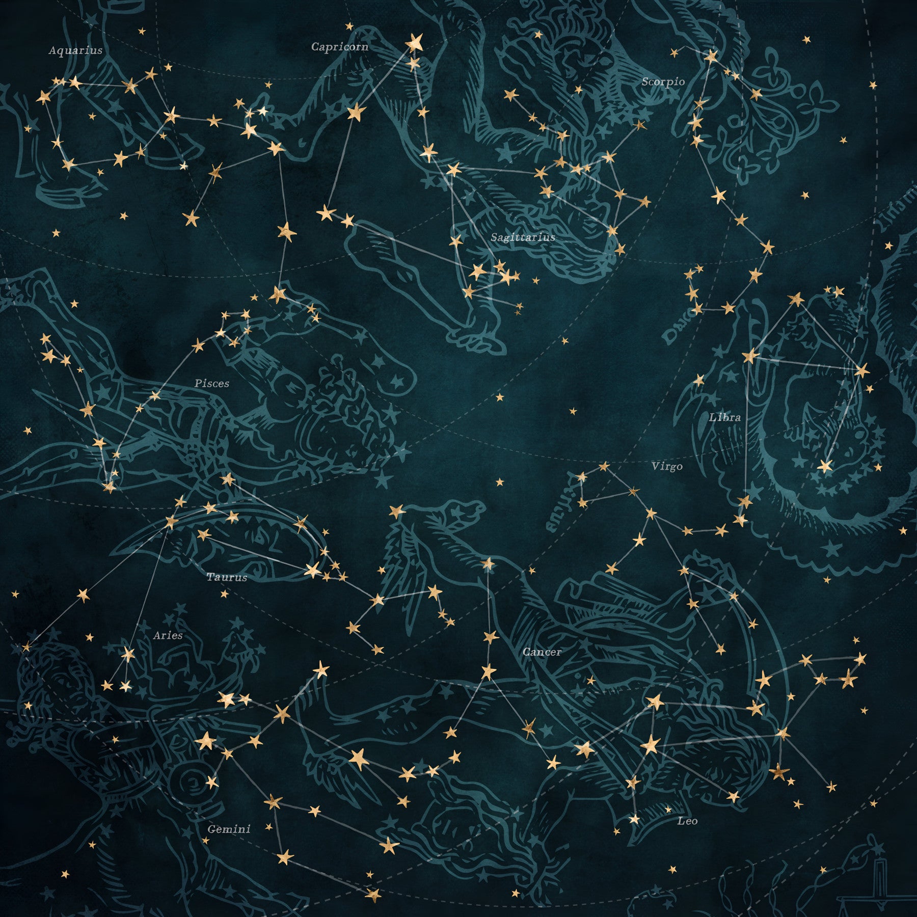 Heros and Constellations - Petrol Wall Mural