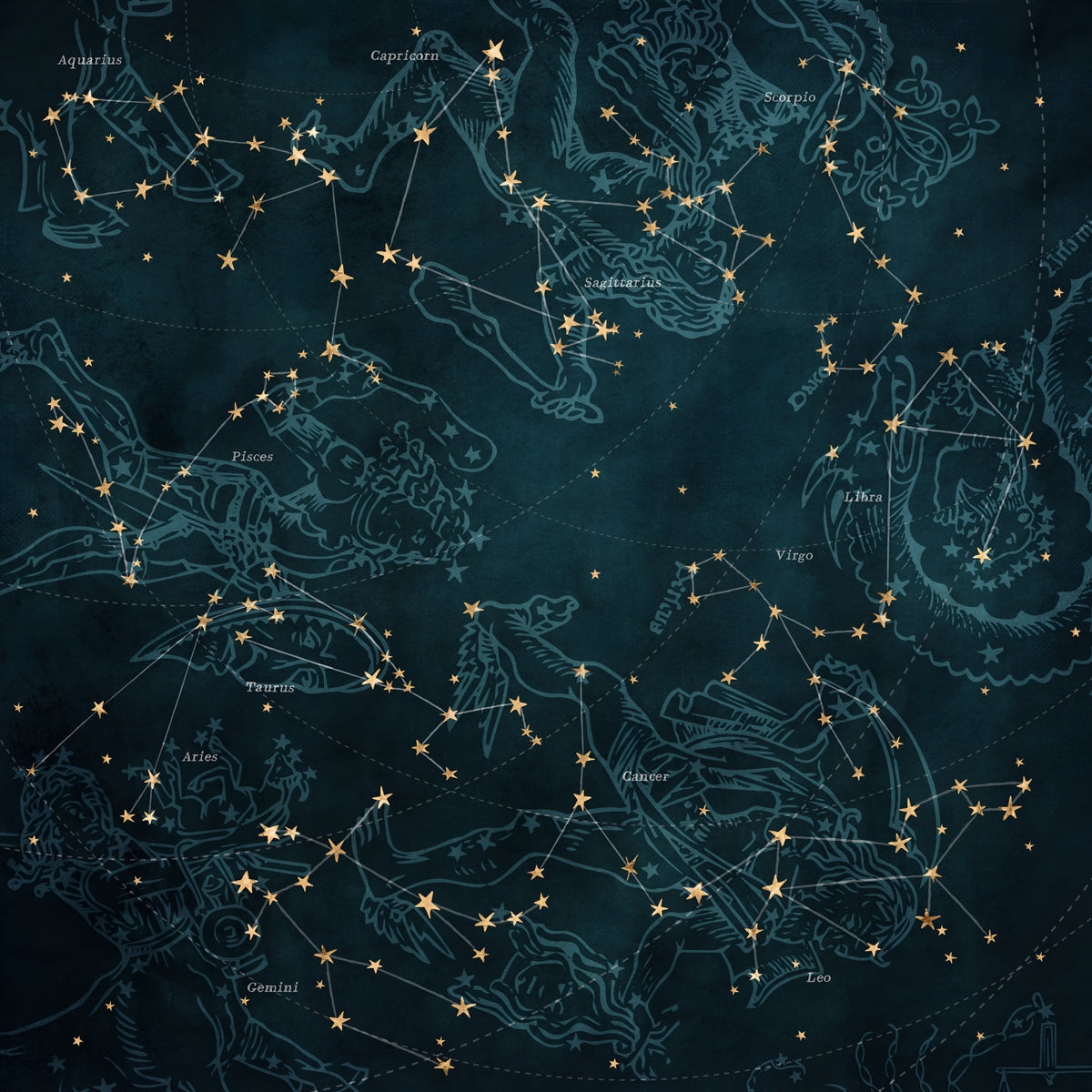 Heros and Constellations - Petrol Wall Mural