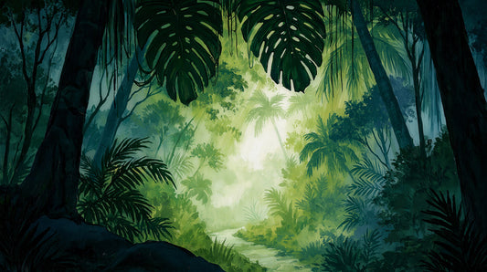 Misty Tropical Rainforest Canopy Wall Mural