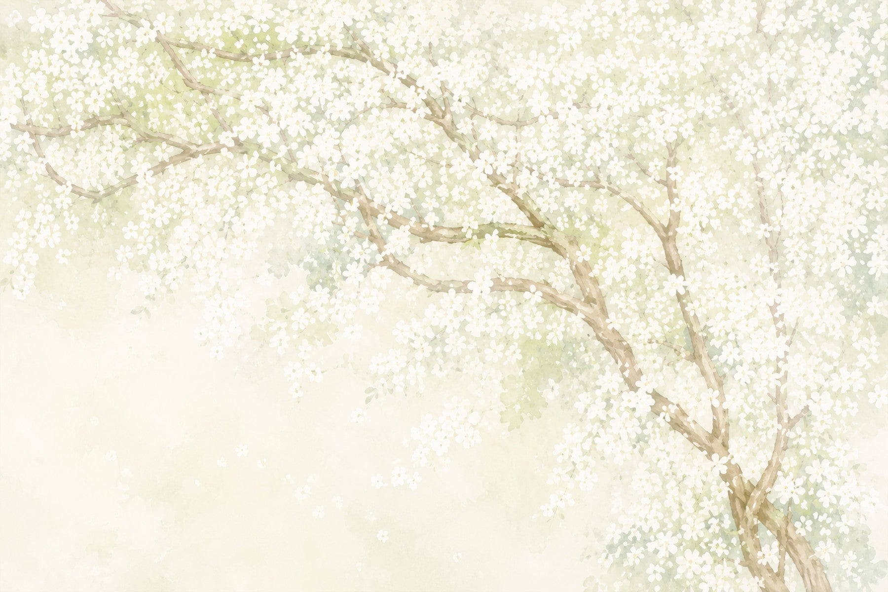 Misty Spring Orchard Canopy Wall Mural