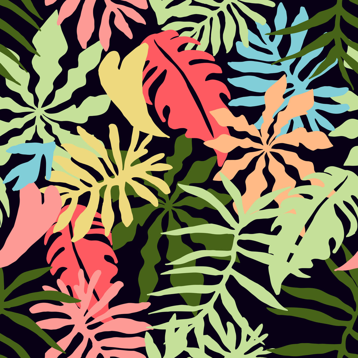 Vibrant Tropical Jungle Foliage Pattern Wallpaper⁠ in your room