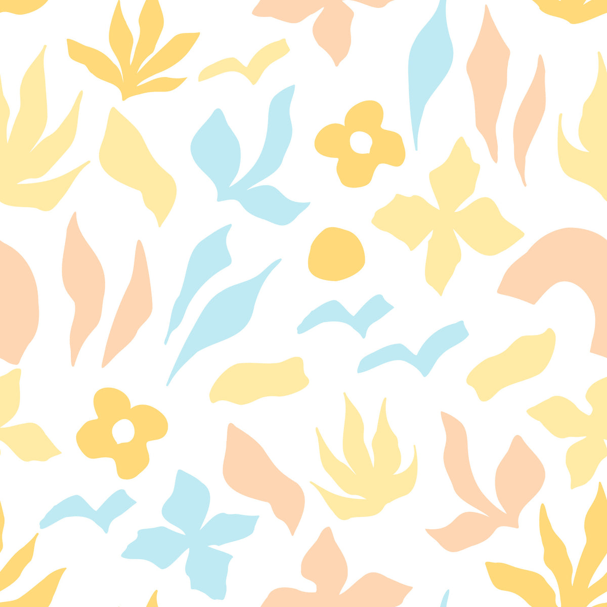 Abstract Pastel Botanical Motif Wallpaper⁠ in your room