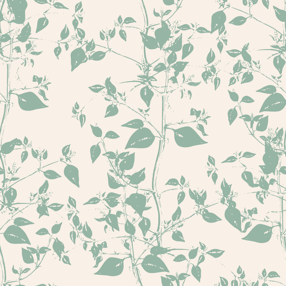 Cream and Sage Leaf Sketch Wallpaper⁠ in your room