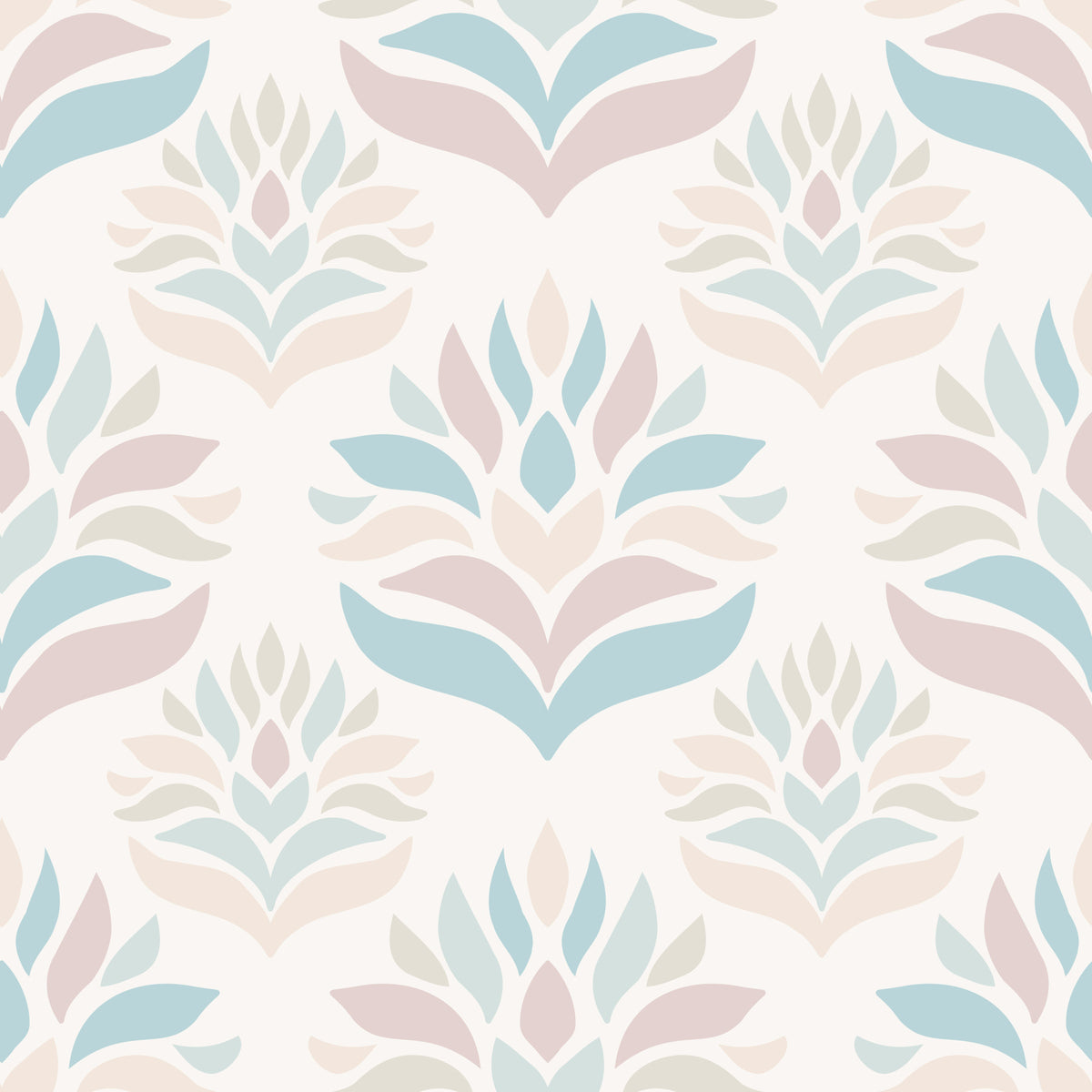 Minimalist Blush and Blue Botanical Wallpaper⁠ in your room — zoomed