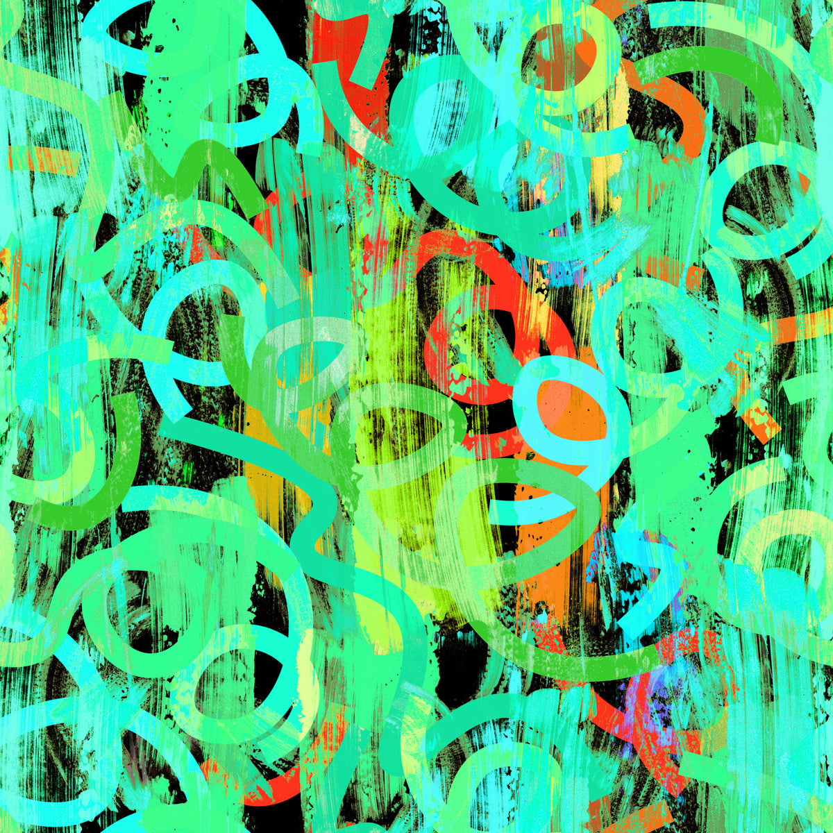Neon Scribble Abstract Wallpaper⁠ in your room — zoomed