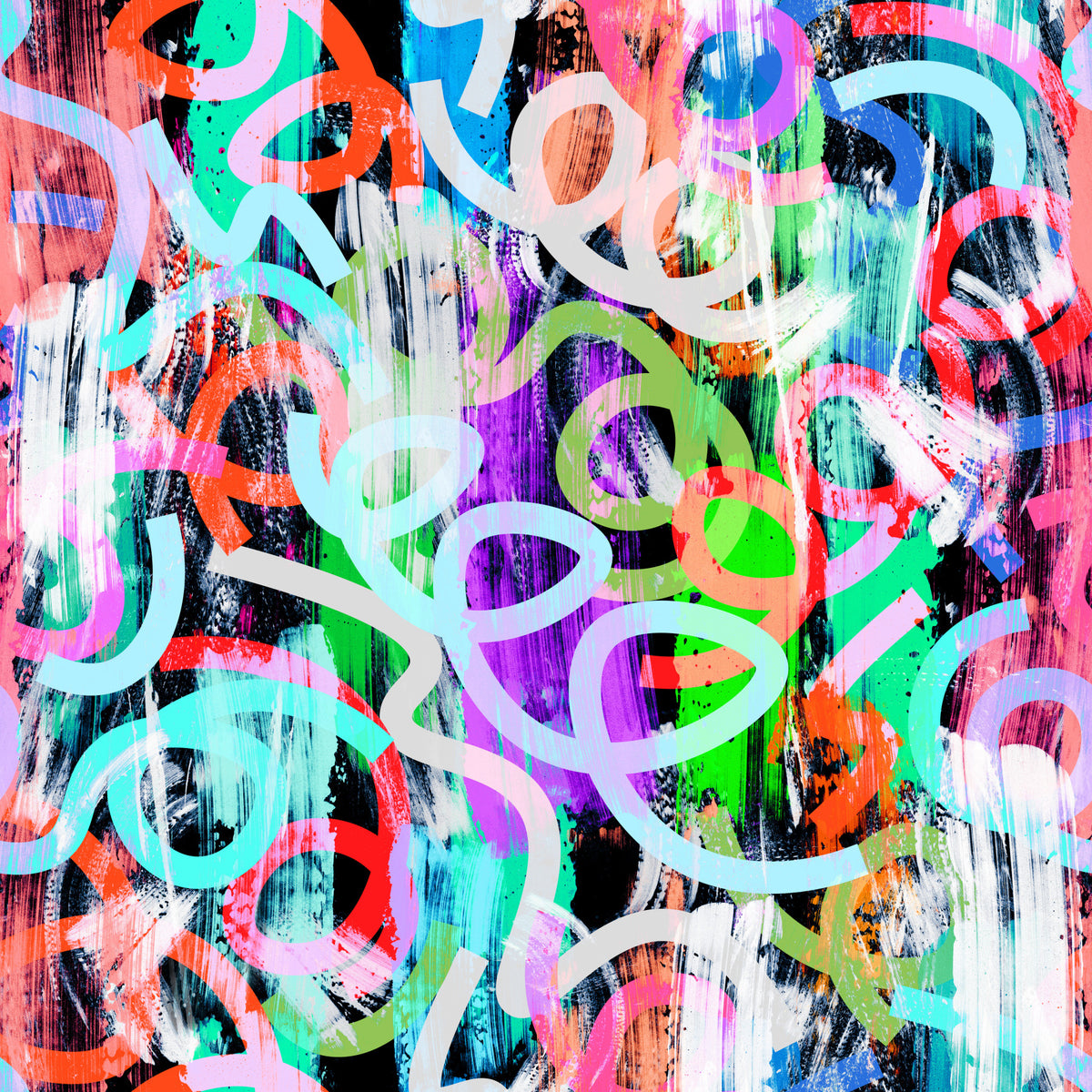 Dynamic Loops and Modern Graffiti Flair Wallpaper⁠ in your room