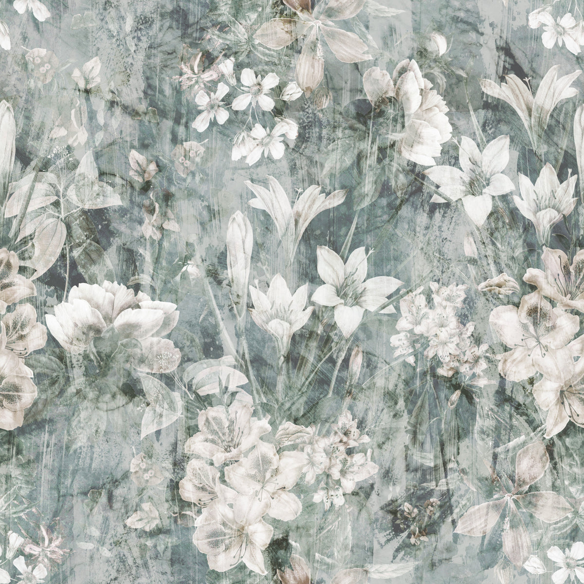 Muted Sage Botanical Bloom Wallpaper⁠ in your room — zoomed
