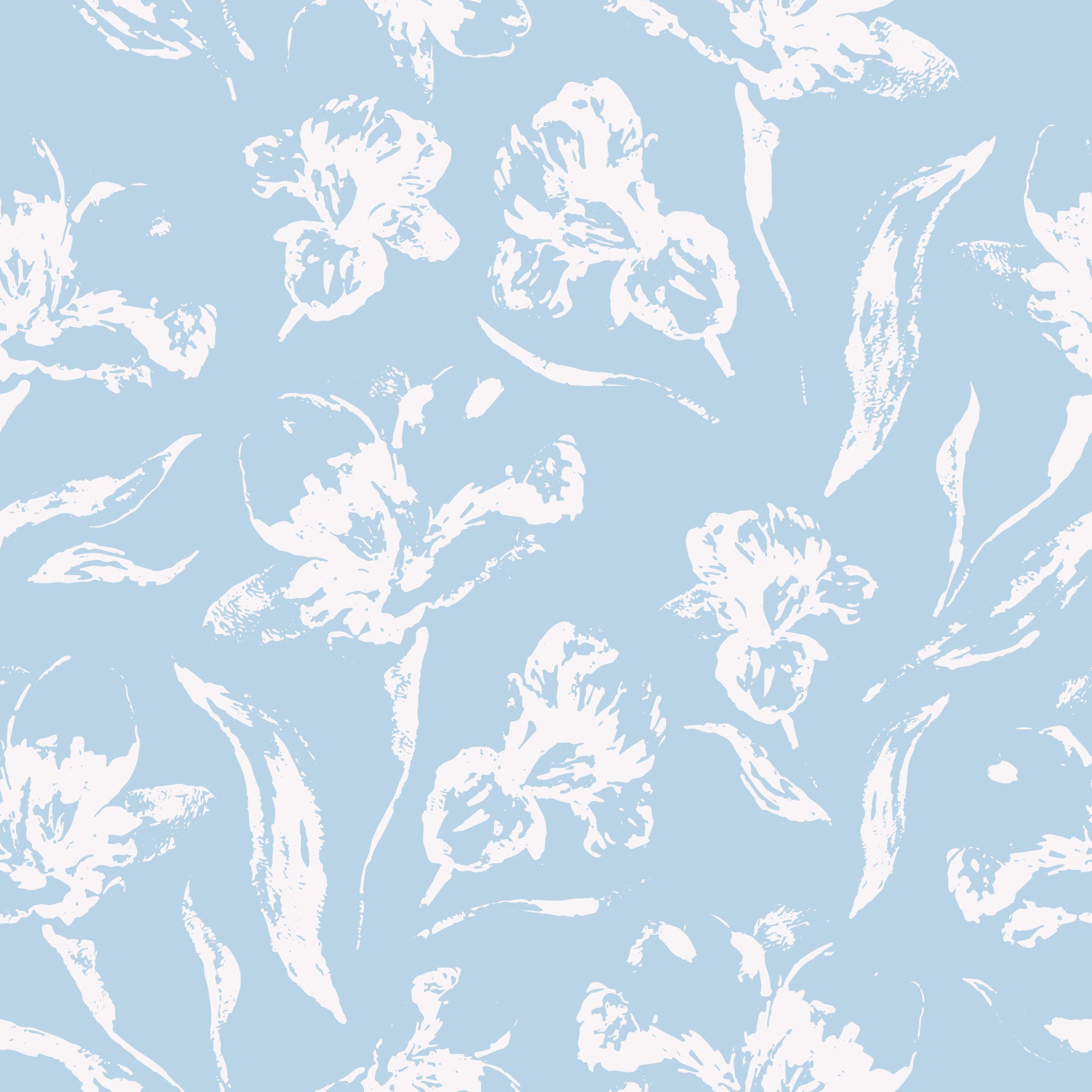 Hand-Drawn Botanical Azure Pattern Wallpaper⁠