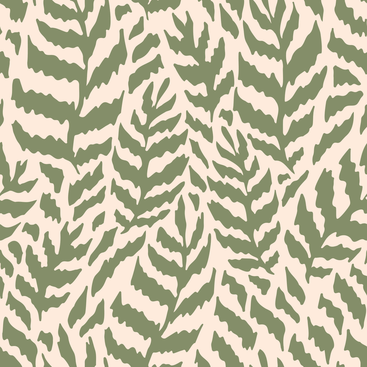 Sage Botanical Fern Trail Wallpaper⁠ in your room — zoomed