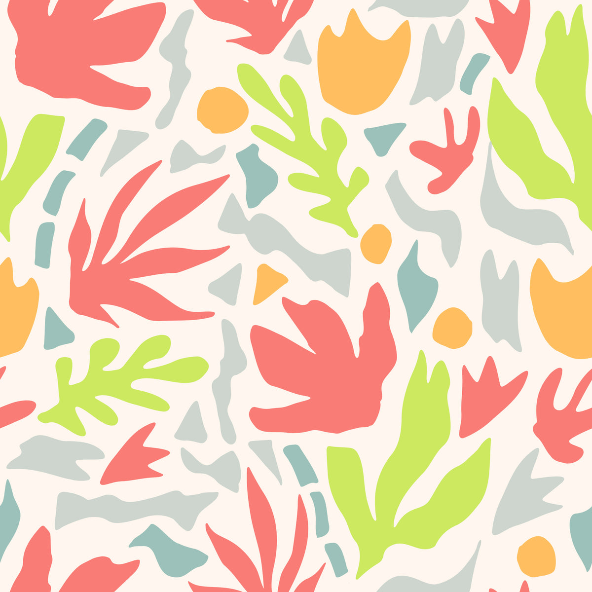 Playful Organic Shapes in Coral and Lime Wallpaper⁠ in your room