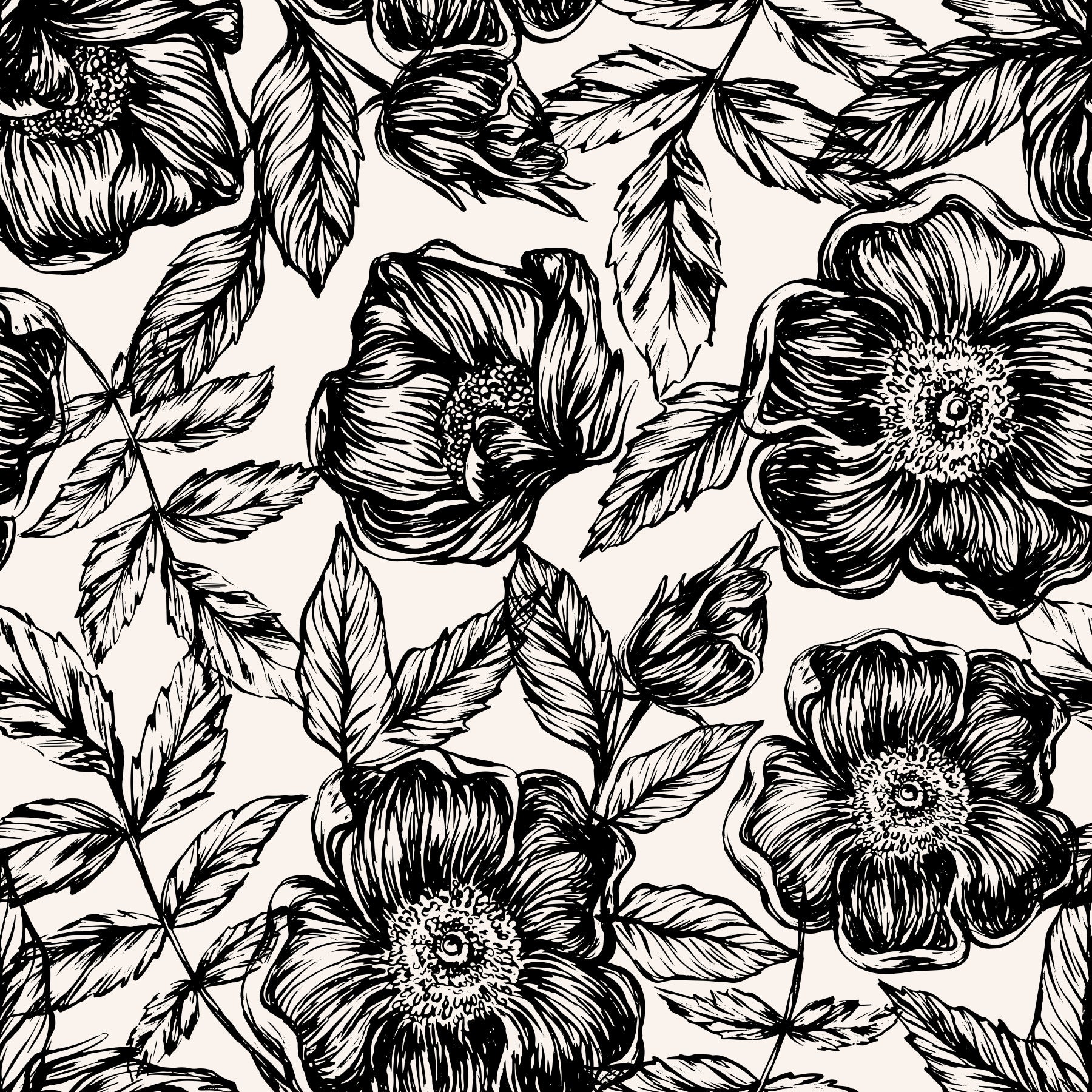Ink Blossom Garden Wallpaper⁠