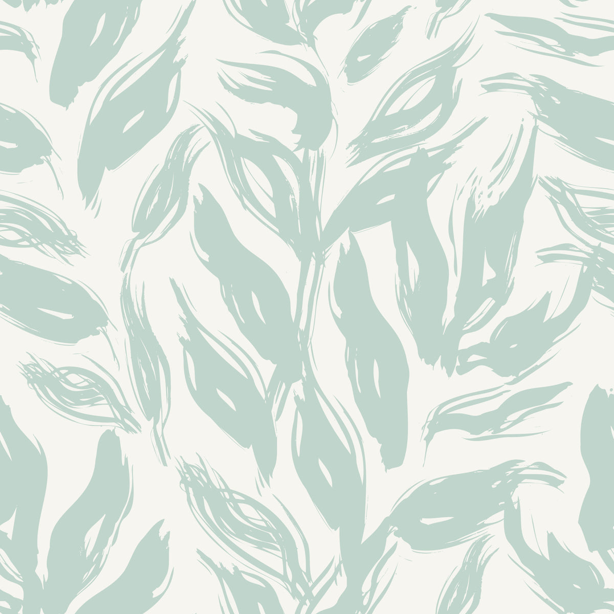 Sage Brushstroke Foliage Motif Wallpaper⁠ in your room