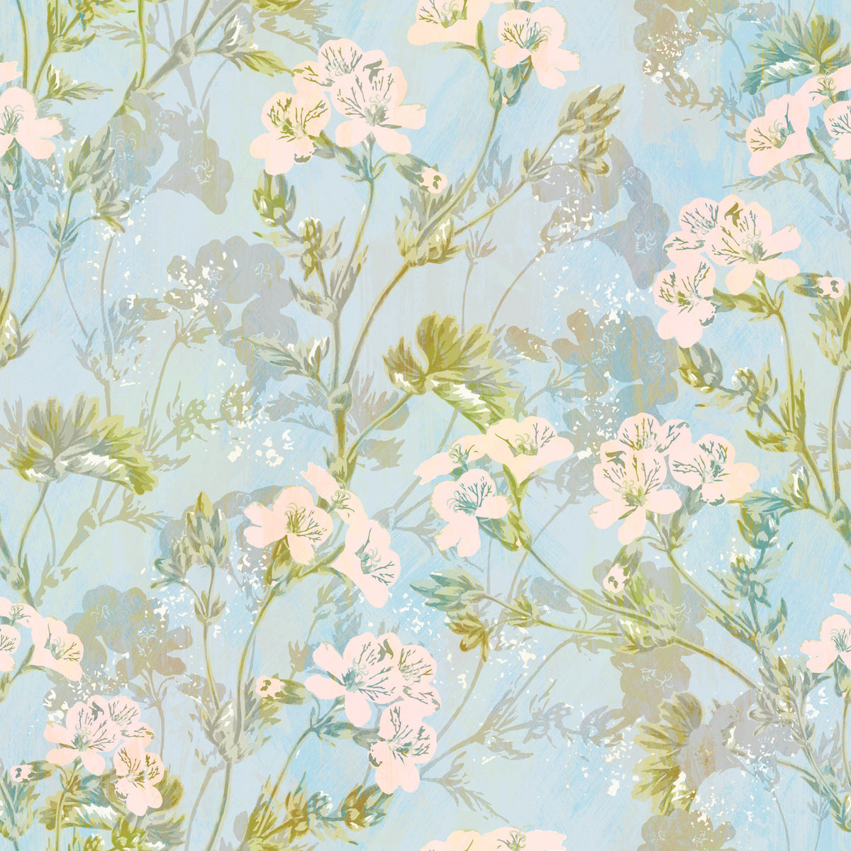 Soft Watercolor Meadow Flora Wallpaper⁠ in your room