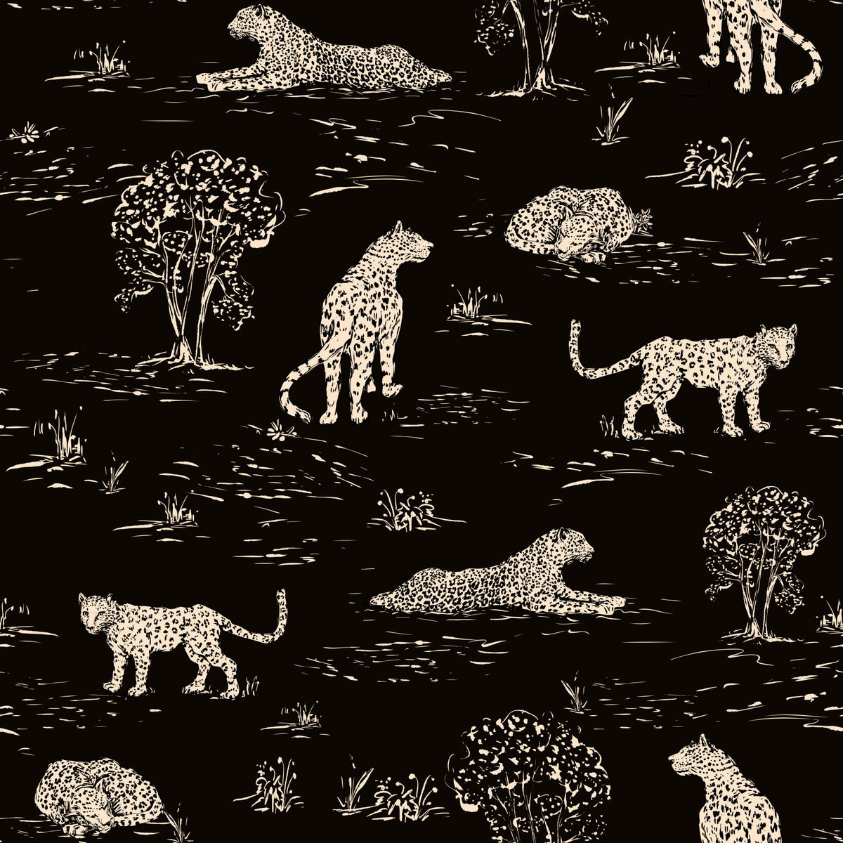 Leopard Sketch Savanna Wallpaper⁠ in your room
