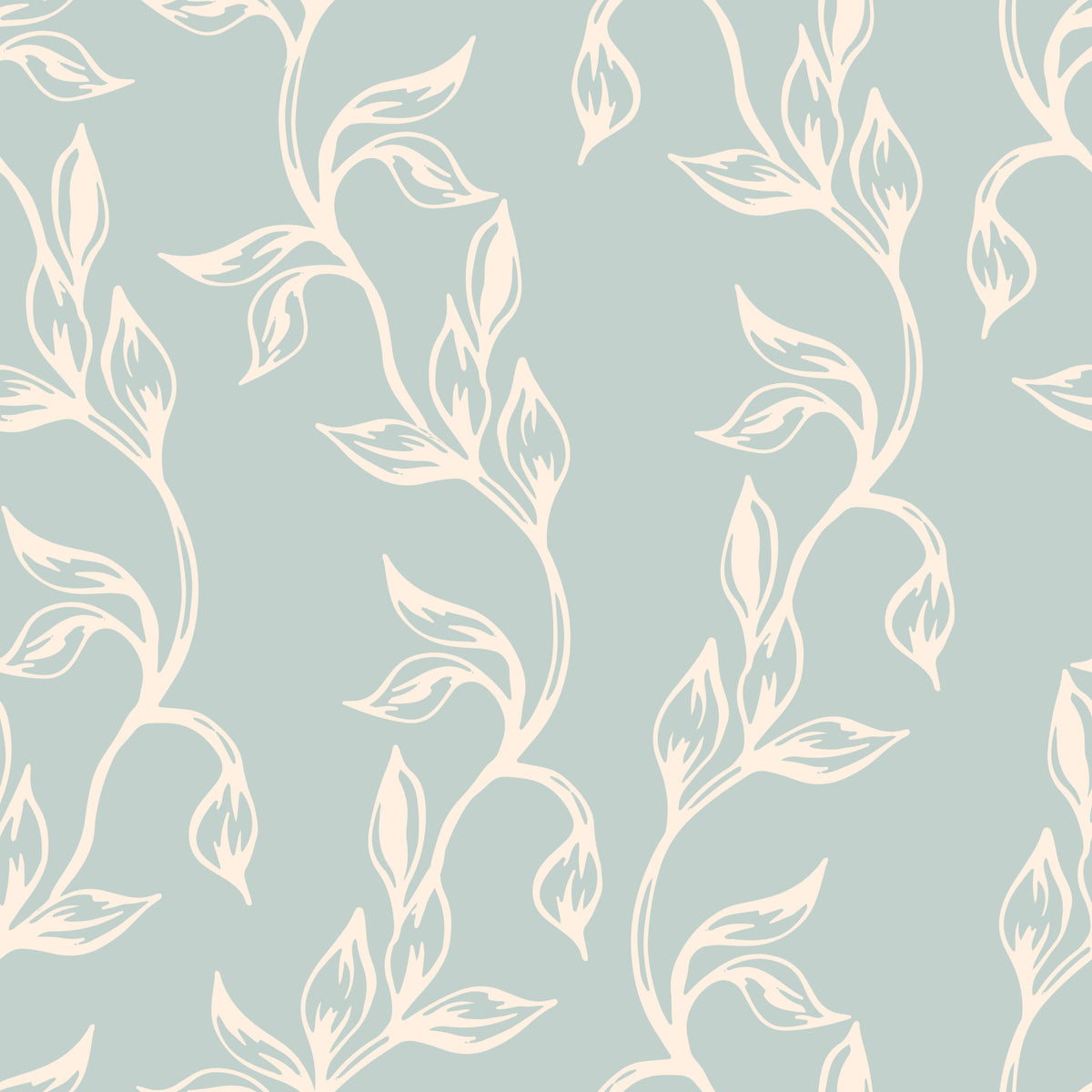 Sage Green and Cream Botanical Vine Wallpaper⁠ in your room