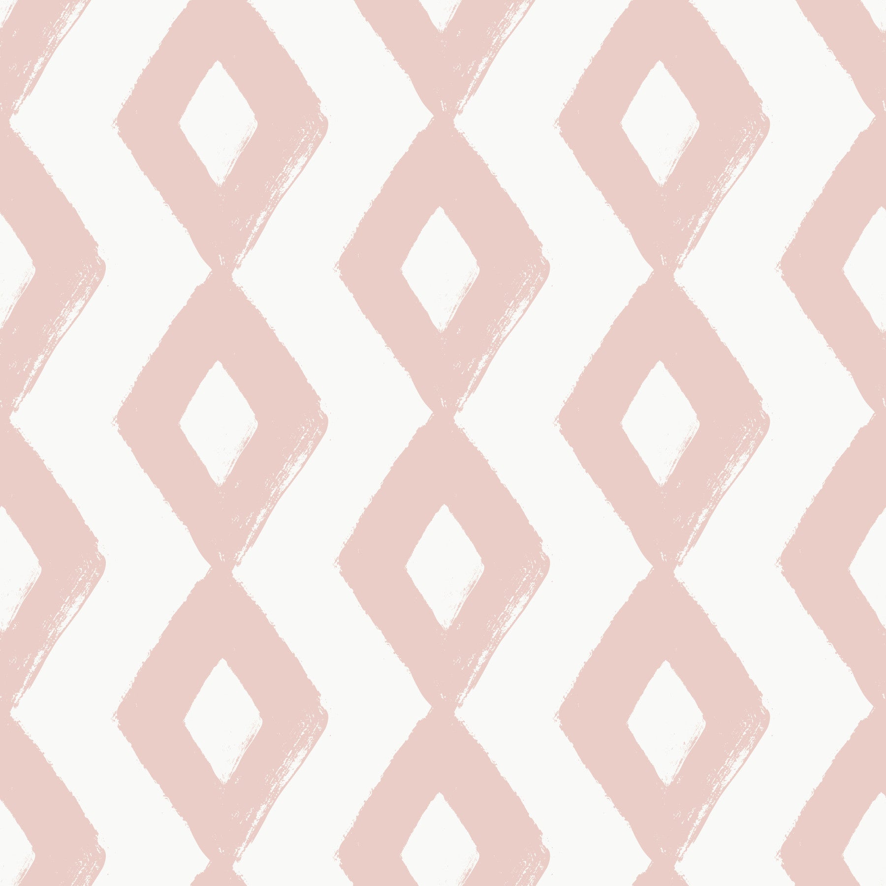 Soft Blush Hand-Painted Diamond Geometric Wallpaper⁠