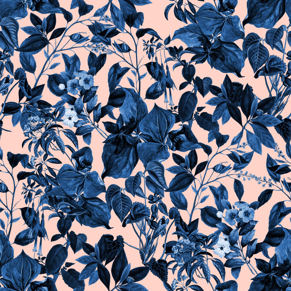Indigo Grove Botanical Print Wallpaper⁠ in your room — zoomed