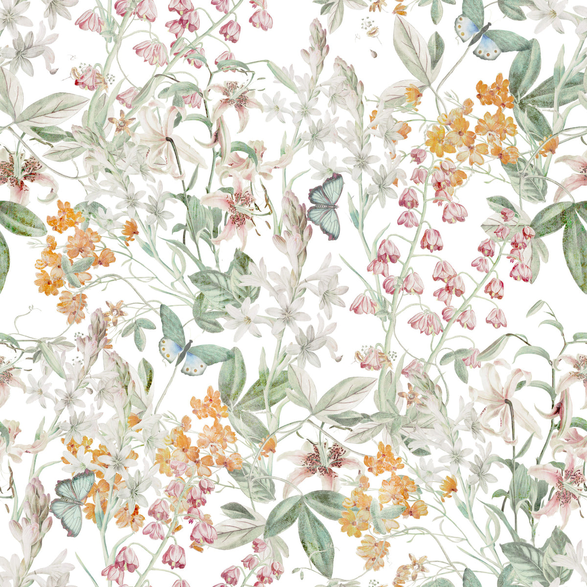 Botanical Butterfly Garden Meadow Wallpaper⁠ in your room — zoomed