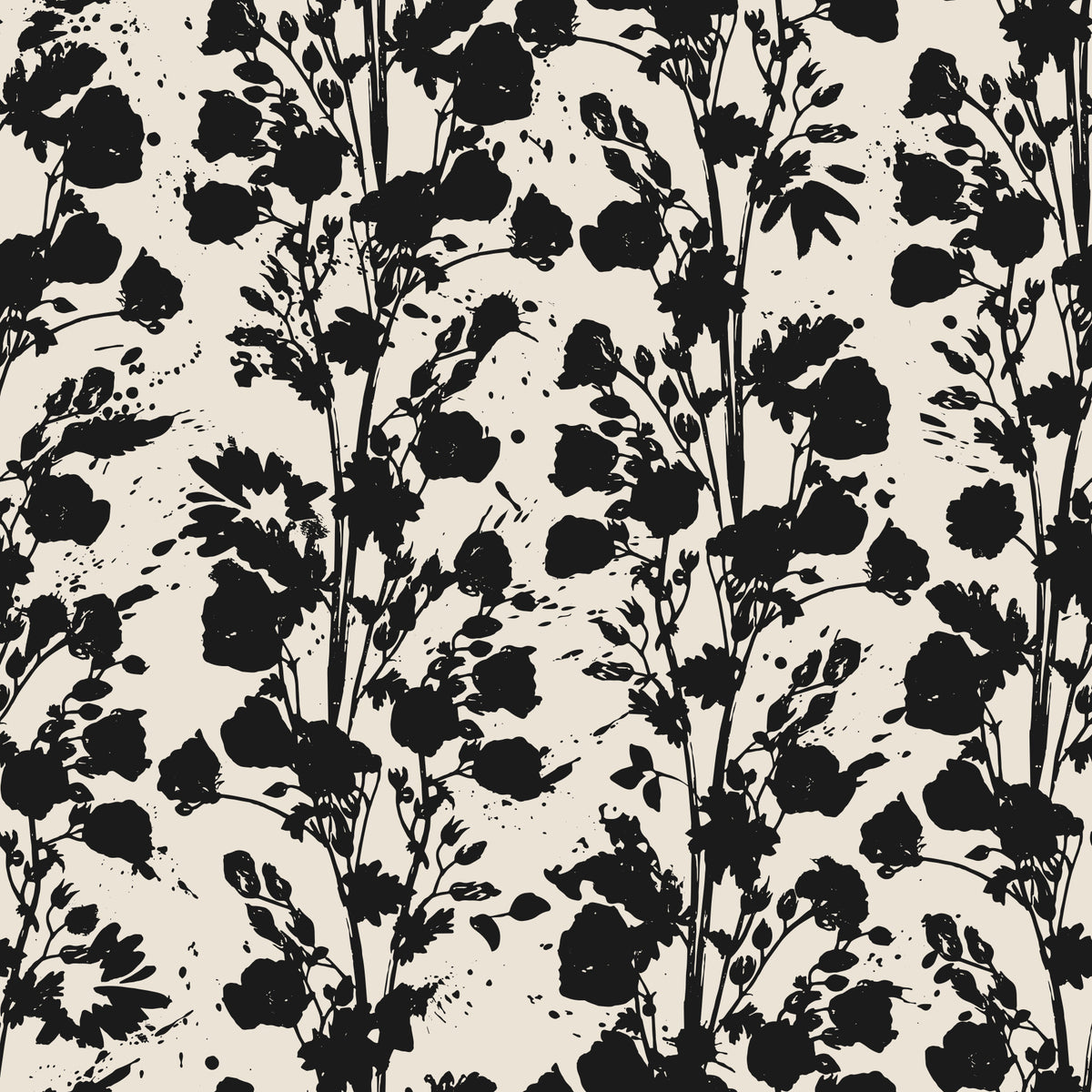Ink Blossom Silhouette Wallpaper⁠ in your room — zoomed