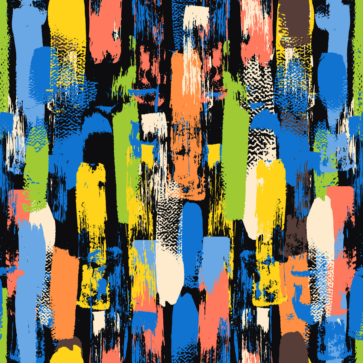 Eclectic Multicoloured Brushwork Art Wallpaper⁠ in your room