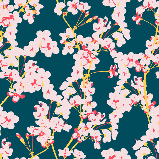 Midnight Cherry Blossom Trails Wallpaper⁠