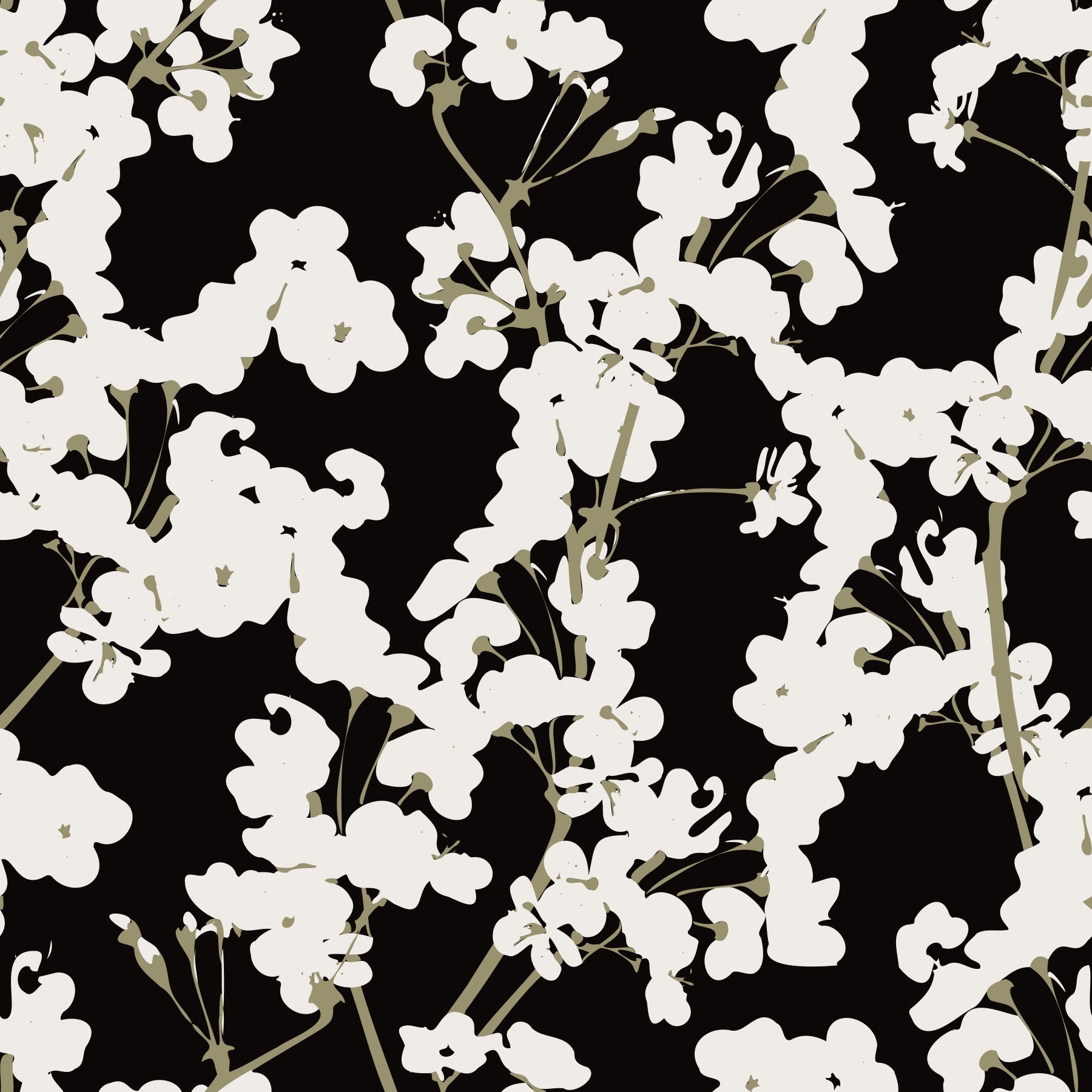 Abstract Cream Branch Pattern Wallpaper⁠