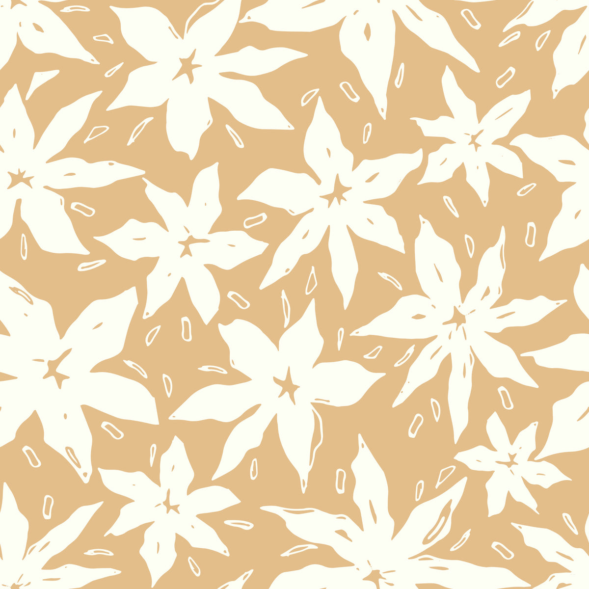 Cream Floral Bloom Motif Wallpaper⁠ in your room
