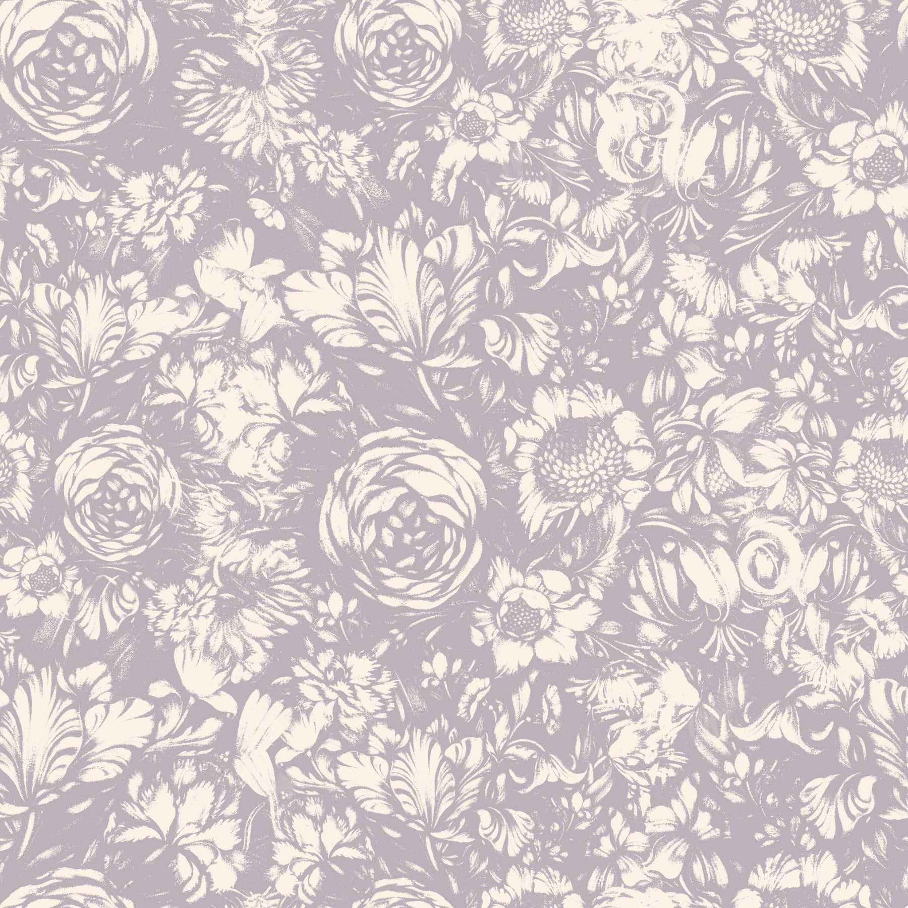 Monochrome Floral Engraving Wallpaper⁠