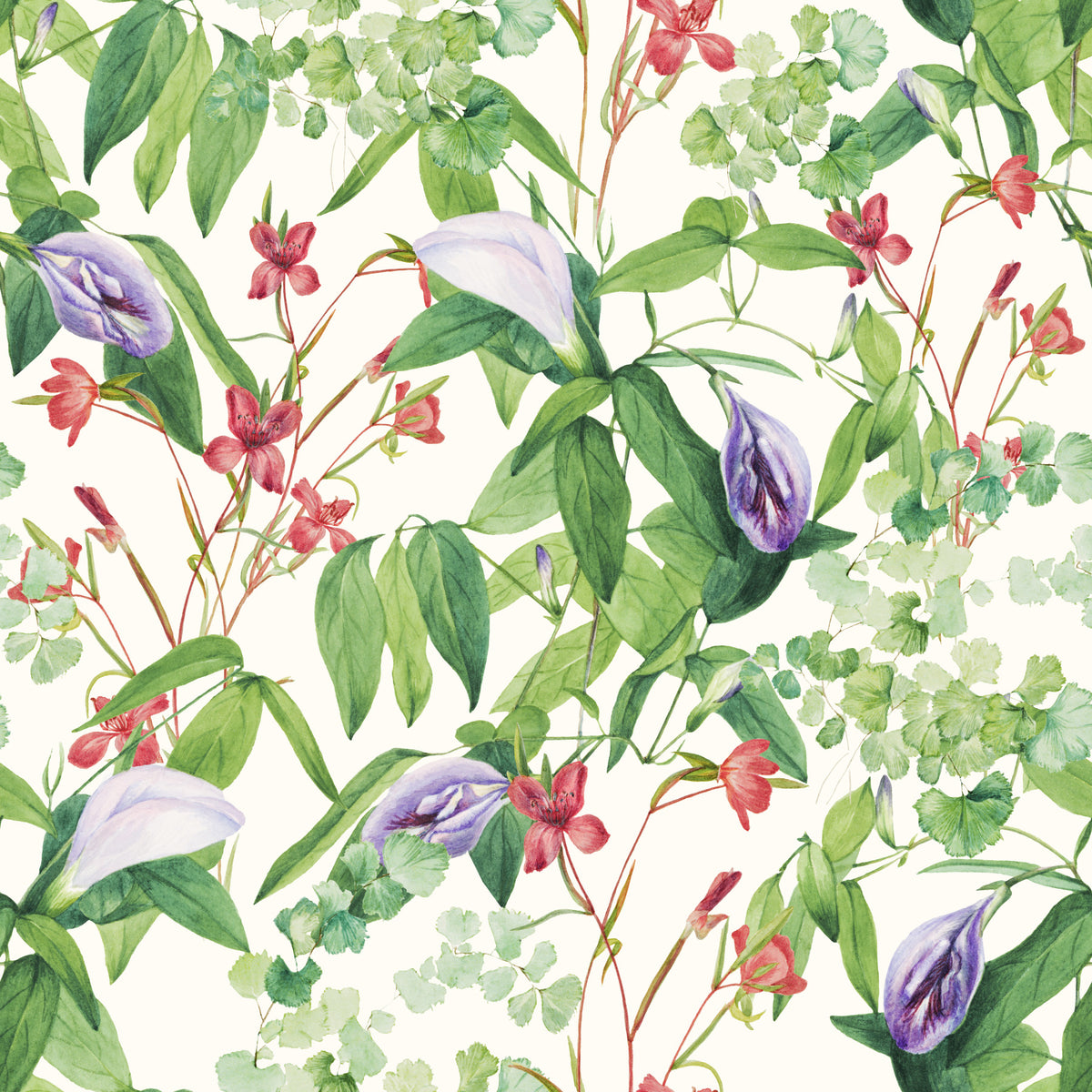 Botanical Fern and Petal Wallpaper⁠ in your room