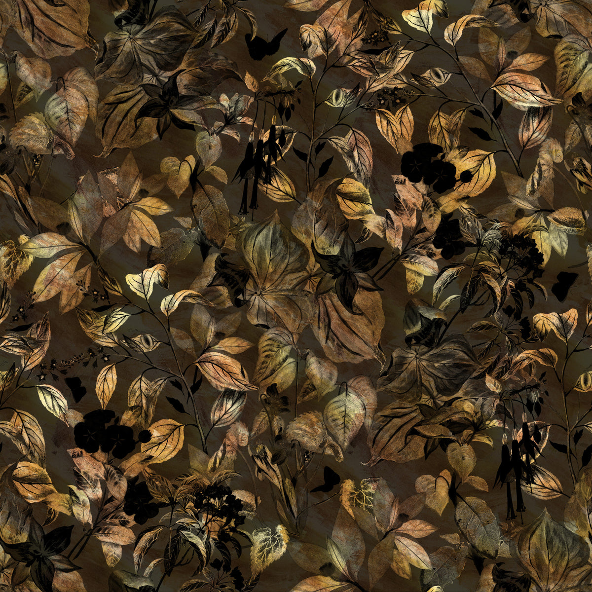 Midnight Botanical Foliage Wallpaper⁠ in your room