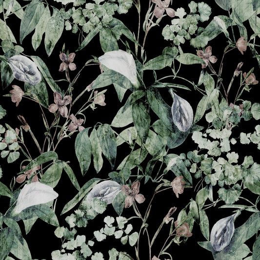 Midnight Botanical Sketch Wallpaper⁠