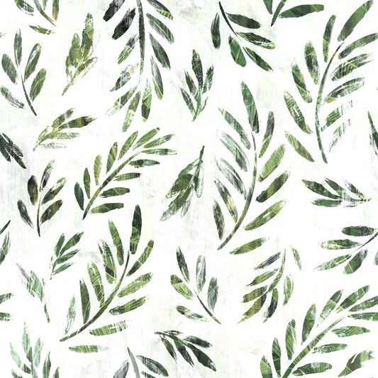 Rustic Botanical Green Leaves Wallpaper⁠
